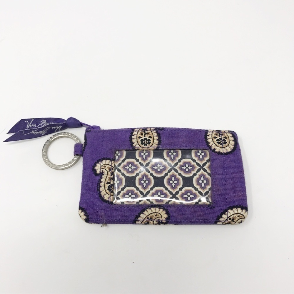 Vera Bradley Simply Violet Zip ID Case w/Keychain